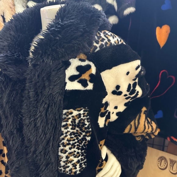 Olympia Animal Print Panels Viintage Faux Fur Coat - Picture 5 of 6